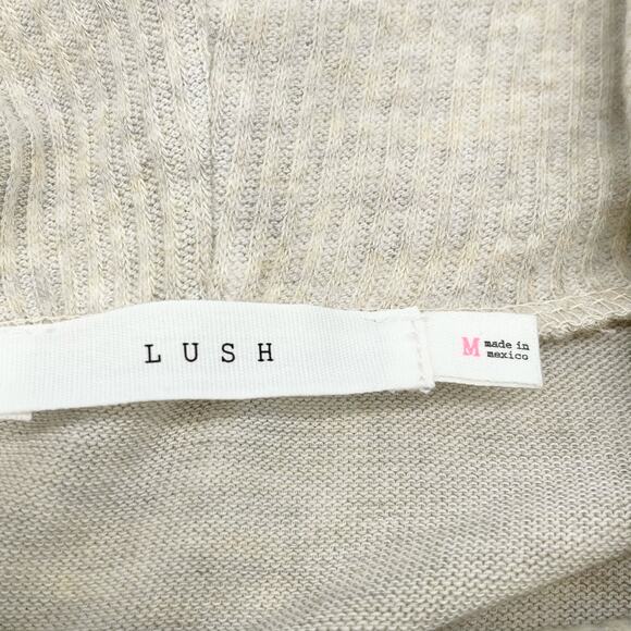 Lush Knit Top Sweater Womens Medium Turtleneck Oatmeal Minimalist Lagenlook Fall - Picture 5 of 6